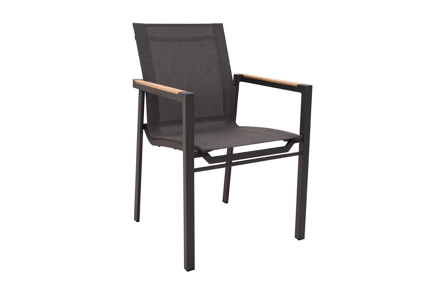 Cube Alu Stacking Chair, teak arm, Slate